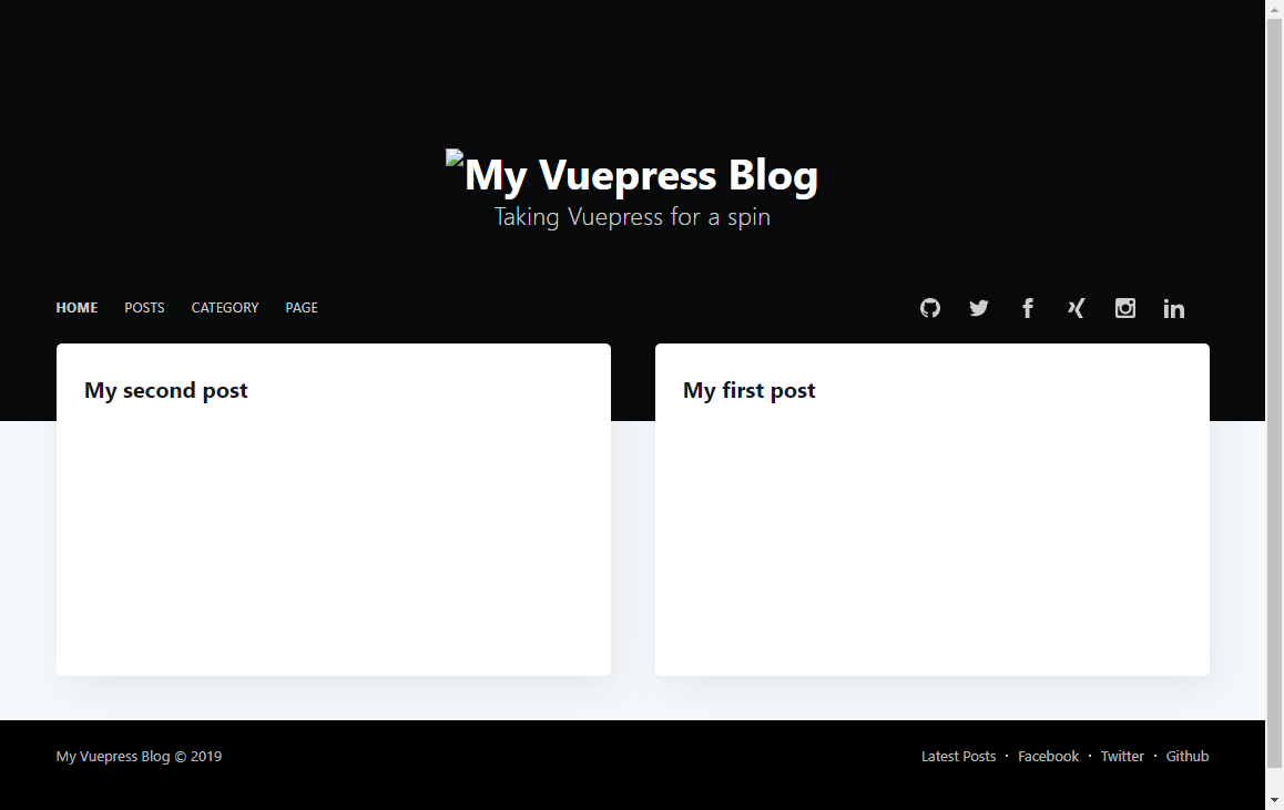 Vuepress site with Casper layout